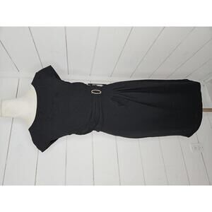 NWT Ivanka Trump Size 14 black faux wrap evening/cocktail midi dress
